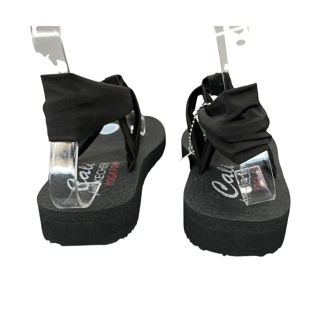 Skechers Cali Meditation Studio Kicks Sandals Womens Size 6 Black Yoga Foam NWT